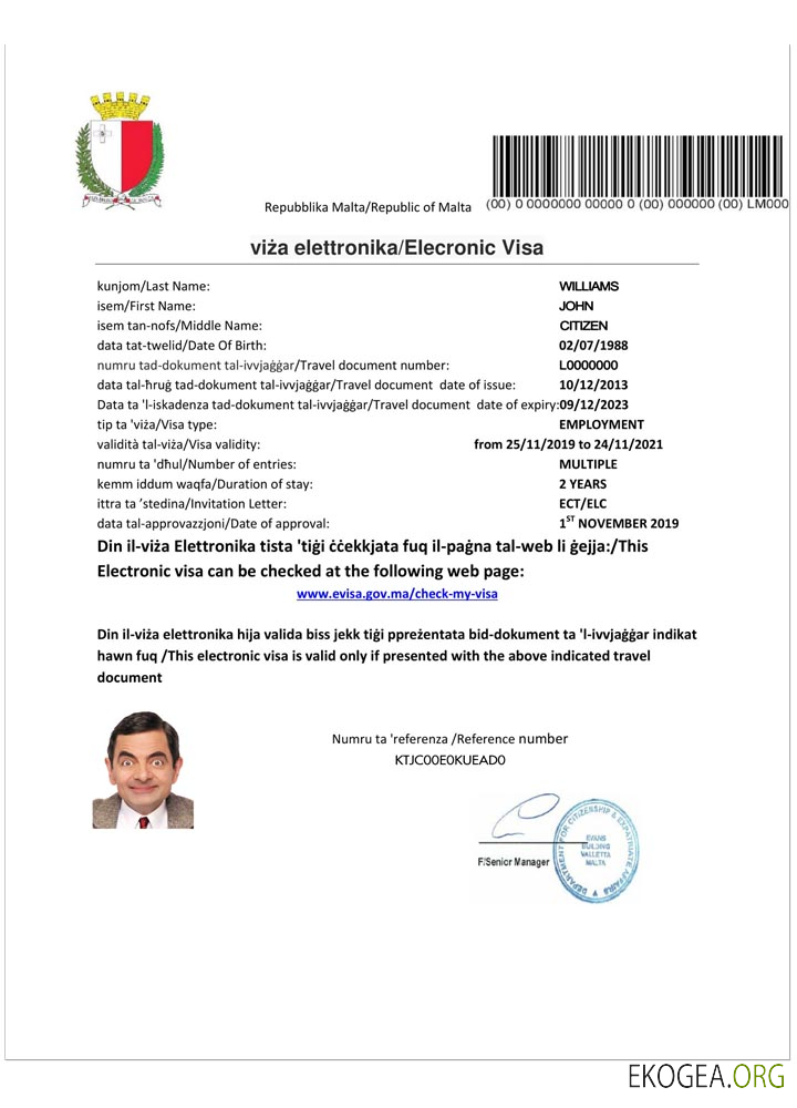 Visa électronique pour MALTE template Visa électronique pour MALTE template